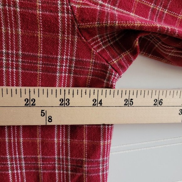 Dickies Flannel Shirt Mens Large Red Plaid Button Up Pearl Snap Pockets - Picture 7 of 9